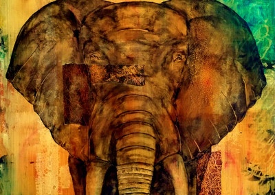Elephants : Ancient Wisdom, from the Elephants collection of paintings by contemporary fine artist Pegi Smith, Ashland, Oregon
