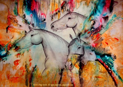 Herd through a Whisper, from the Equine collection of paintings by contemporary fine artist Pegi Smith, Ashland, Oregon