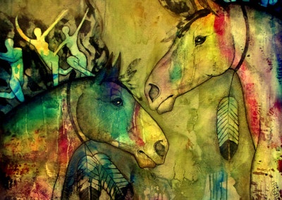 Mane Dancers, from the Equine collection of paintings by contemporary fine artist Pegi Smith, Ashland, Oregon