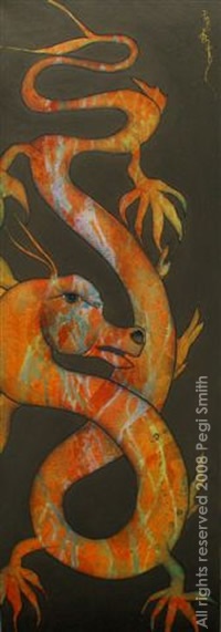 Origins, Early Works by Pegi Smith : Blessed Dragon, from the retired "Dragons" collection of paintings by ontemporary fine artist Pegi Smith, Ashland, Oregon