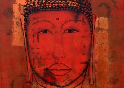 Transcendental : Buddha, Original Painting of the face of Buddha by visionary fine artist Pegi Smith