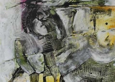 Drum Warrior, from the Abstracts collection of paintings by contemporary fine artist Pegi Smith, Ashland, Oregon
