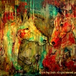 Pegi Smith, Contemporary fine artist : "Kindred Spirits" painting of two horses touching noses by Pegi Smith