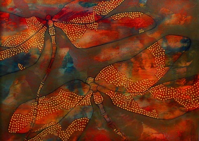 Origins, Early Works by Pegi Smith : Night Dragon, from the Wings collection (formerly the retired Dragons Collection) of paintings of living things with wings by contemporary fine artist Pegi Smith, Ashland, Oregon