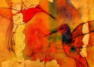 Commissioned Paintings by Pegi Smith : Two Hummingbirds