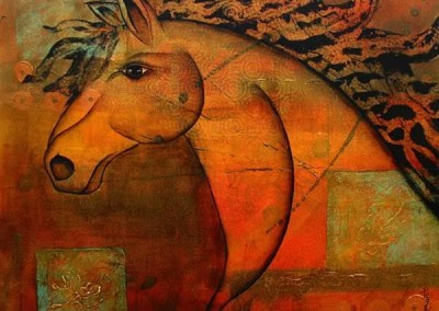 Warrior, from the Equine collection of paintings by contemporary fine artist Pegi Smith, Ashland, Oregon