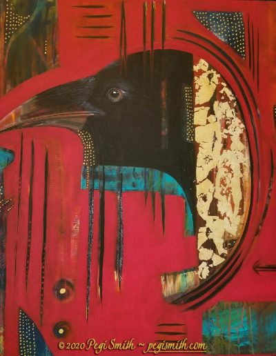 The Raven, 24 x 24 original acrylic painting by Pegi Smith