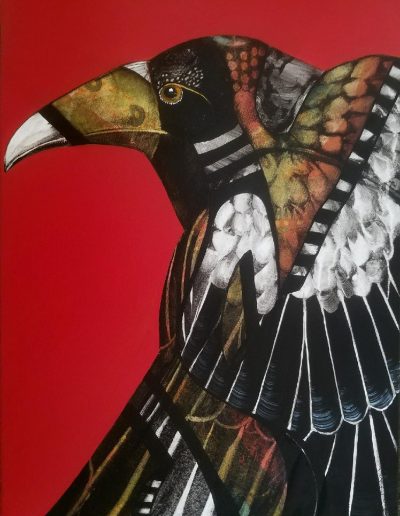 Raven 18 x 24 acrylic painting by Pegi Smith 2020